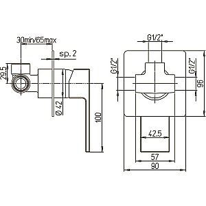 Смеситель для душа PAINI Grazia 21PZ690 черный матовый купить в интернет-магазине сантехники Sanbest