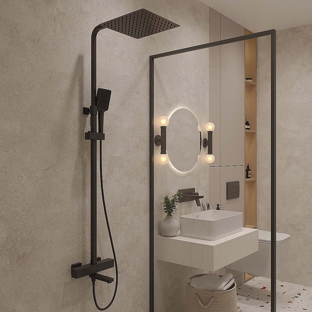Душевая система Oliveeka D OL-739901-MB черная матовая купить в интернет-магазине сантехники Sanbest