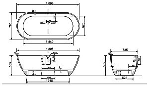 Ванна Taliente Nemi Matt NE18078Matt 180х78,5 белая матовая купить в интернет-магазине Sanbest