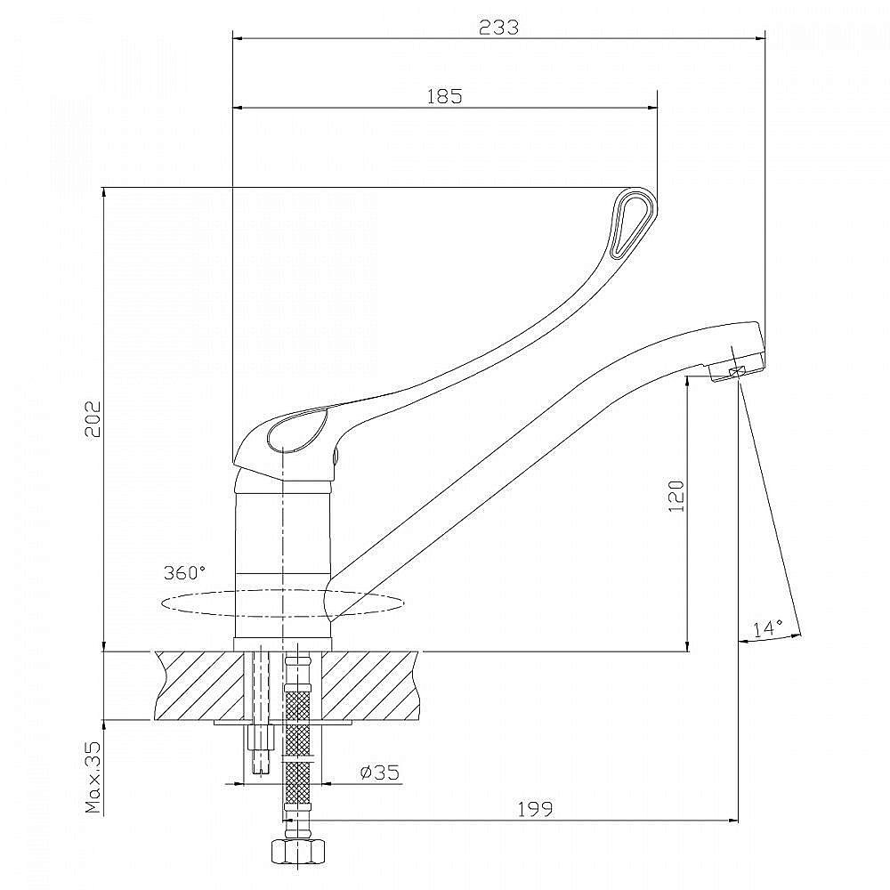 Смеситель для кухни Rossinka Y Y35-25 купить в интернет-магазине сантехники Sanbest