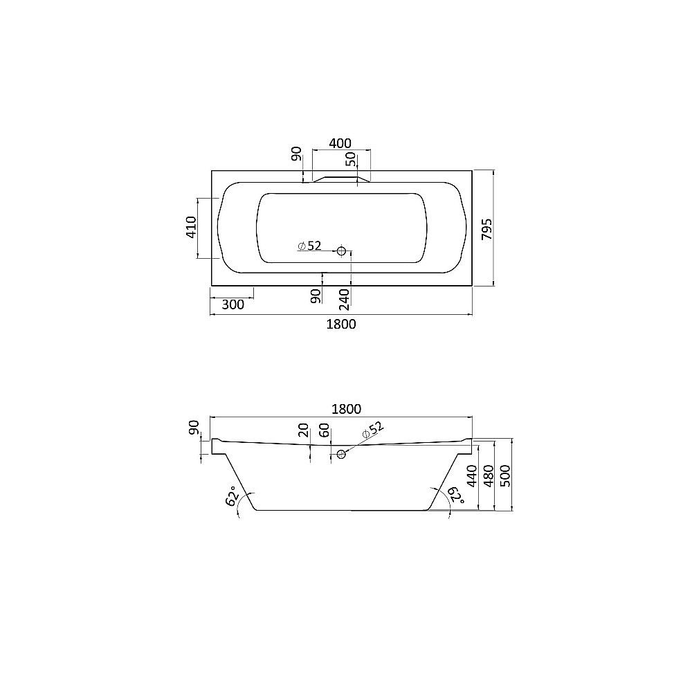 Ванна акриловая Santek Корсика 180x80 1.WH11.1.981 белая купить в интернет-магазине Sanbest