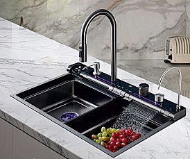 Кухонная мойка CeruttiSpa GLORIA Pro black 75 CT10578 графит купить в интернет-магазине сантехники Sanbest