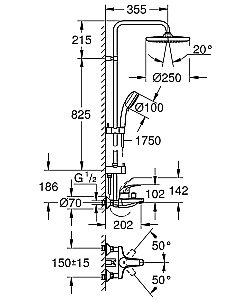 Душевая система Grohe Tempesta Cosmopolitan 26674000 хром купить в интернет-магазине сантехники Sanbest