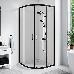 Душевой уголок Good Door Cube 100х100 КУ00018 стекло прозрачное/профиль черный матовый купить в интернет-магазине Sanbest