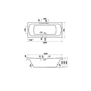 Ванна акриловая Santek Корсика 180x80 1.WH11.1.981 белая купить в интернет-магазине Sanbest