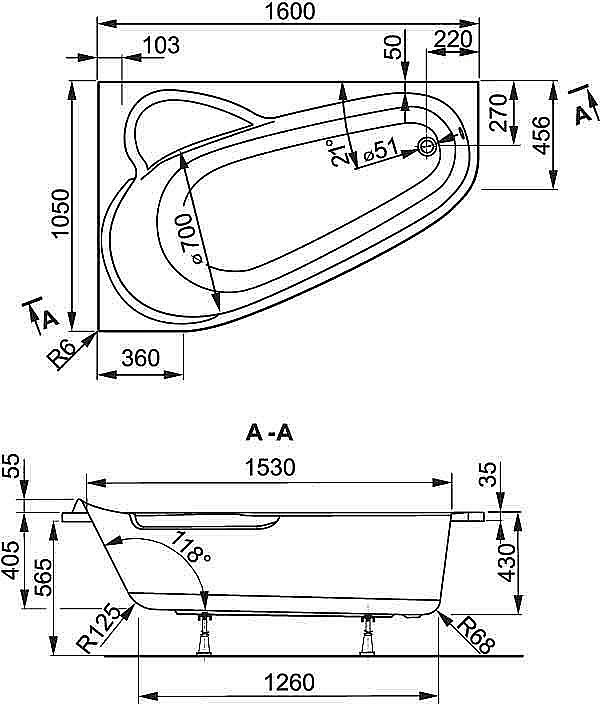 Ванна акриловая Vagnerplast Selena 160x105 купить в интернет-магазине Sanbest