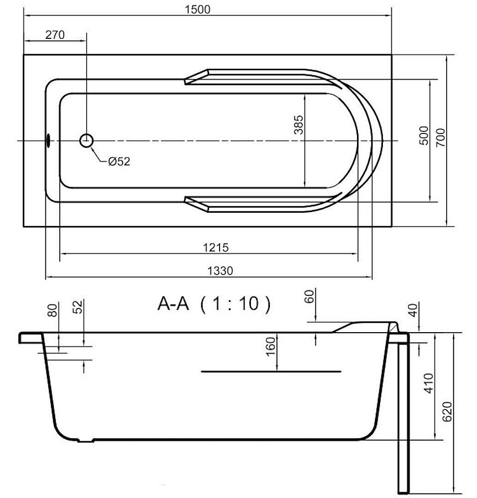 Ванна акриловая Cersanit SANTANA 63349 150x70 купить в интернет-магазине Sanbest