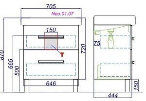 Тумба с раковиной Aqwella Нео 70 белая для ванной в интернет-магазине Sanbest