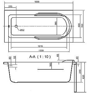 Ванна акриловая Cersanit SANTANA 63349 150x70 купить в интернет-магазине Sanbest