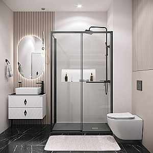 Душевой уголок Grossman Style 110х100 120.K33.05.1110.21.00 стекло прозрачное/профиль черный матовый купить в интернет-магазине Sanbest