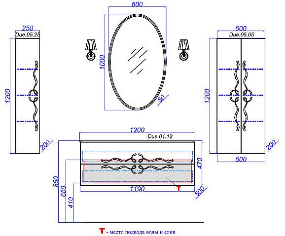 Тумба с раковиной Clarberg Due amanti 120 для ванной в интернет-магазине Sanbest