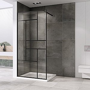 Душевое ограждение ABBER Immer Offen AG63100B8 100 стекло прозрачное/профиль черный купить в интернет-магазине Sanbest