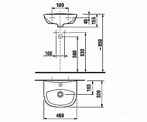 Раковина с полупьедесталом Jika Zeta 40 купить в интернет-магазине Sanbest