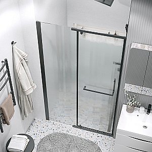 Душевая дверь Grossman Pragma 110 100.K33.03.110.21.02 стекло шиншилла/профиль черный матовый купить в интернет-магазине Sanbest