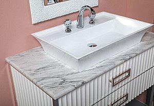 Тумба с раковиной Armadi Art Monaco 100 со столешницей белая с хромом для ванной в интернет-магазине Sanbest