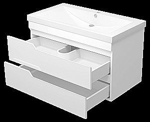 Тумба с раковиной Misty Софт - 90 П-Соф-01090-011П2Я белая для ванной в интернет-магазине Sanbest