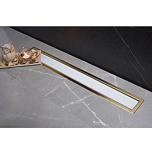 Душевой трап Pestan Confluo Premium Line White Glass Gold 450 купить в интернет-магазине Sanbest