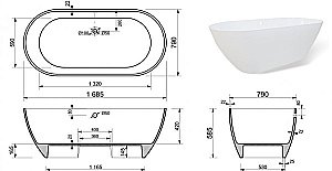 Ванна Эстет Майами 168х78.5 купить в интернет-магазине Sanbest