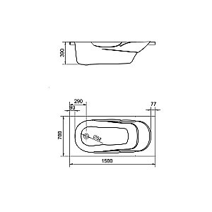 Ванна акриловая Santek Касабланка 150x70 1.WH50.1.530 белая купить в интернет-магазине Sanbest