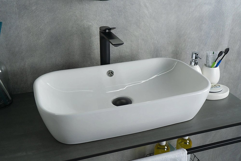 Раковина накладная Gid Geometrico 61 N9217 51132 белая купить в интернет-магазине Sanbest