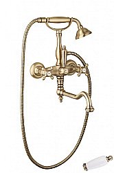 Смеситель для ванны Cezares GOLF-VDF-02 бронза/ручка белая купить в интернет-магазине сантехники Sanbest