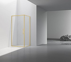 Душевой уголок Vincea Slim 8mm VSR-4SLP9010CLG 100x90 профиль брашированное золото/стекло прозрачное купить в интернет-магазине Sanbest
