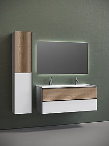 Тумба с раковиной Sancos DELTA DL120W 120 дуб светлый/белый для ванной в интернет-магазине Sanbest