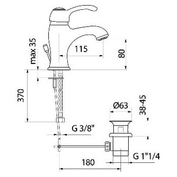 Смеситель для раковины Webert Aurora AU830102015 купить в интернет-магазине сантехники Sanbest