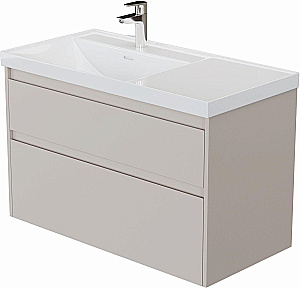 Тумба с раковиной Aquanet Nova Lite 2.0 90 346325+347438 бежевая матовая, левосторонняя для ванной в интернет-магазине Sanbest