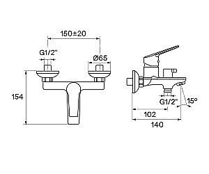 Смеситель для ванны Santek Венга WH5A10003C001 хром купить в интернет-магазине сантехники Sanbest
