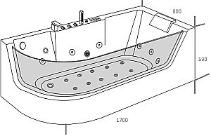 Ванна акриловая Grossman GR-17000 170х80 белая с гидромассажем купить в интернет-магазине Sanbest