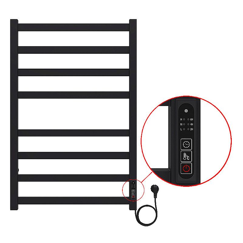 Полотенцесушитель электрический Azario PALERMO П8 500х800 AZ83858B черный купить в интернет-магазине сантехники Sanbest