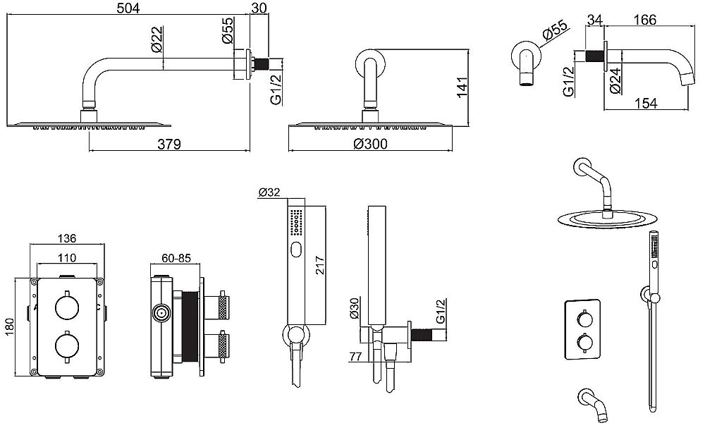 Душевая система Allen Brau Priority 5.31014-BN купить в интернет-магазине сантехники Sanbest