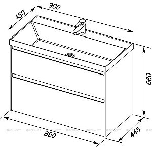 Тумба с раковиной Aquanet Гласс 196960 90 белый для ванной в интернет-магазине Sanbest