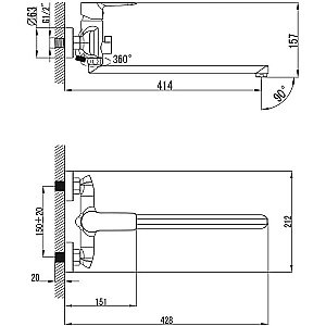 Смеситель для ванны Kaiser Sena 74155 купить в интернет-магазине сантехники Sanbest