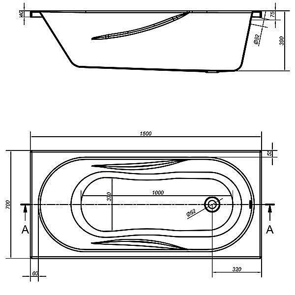 Акриловая ванна Mito Green 150x70 63378 белая купить в интернет-магазине Sanbest