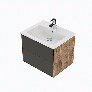 Тумба с раковиной Акватон Сохо 60 дуб веллингтон/графит для ванной в интернет-магазине Sanbest
