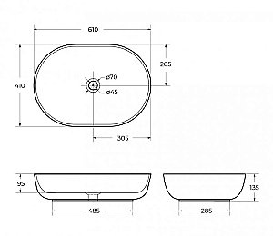 Раковина накладная Belbagno 61 BB1348 белая купить в интернет-магазине Sanbest