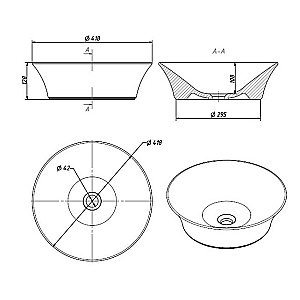 Раковина накладная Caprigo 42 W8222 белая купить в интернет-магазине Sanbest