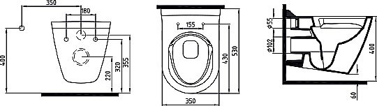 Унитаз подвесной Bien MINERAL MNKA052N1VP0W5000 белый, с крышкой микролифт, безободковый купить в интернет-магазине Sanbest