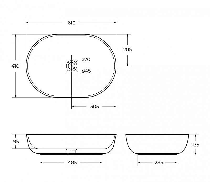 Раковина накладная Belbagno 61 BB1348 белая купить в интернет-магазине Sanbest