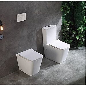 Унитаз напольный CeramaLux 2170AXMW белый матовый, безободковый, с бачком, с крышкой микролифт купить в интернет-магазине Sanbest