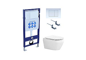 Унитаз с инсталляцией Aquatek Лея SET AQUATEK ЛЕЯ-009 4в1 с белой кнопкой, с крышкой микролифт, безободковый купить в интернет-магазине Sanbest
