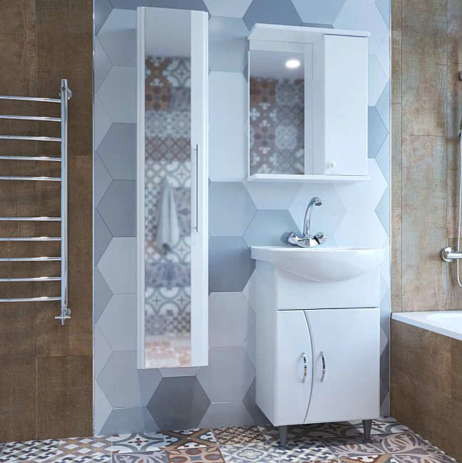 Тумба с раковиной MIXLINE ЭТАЛОН 52 белая для ванной в интернет-магазине Sanbest