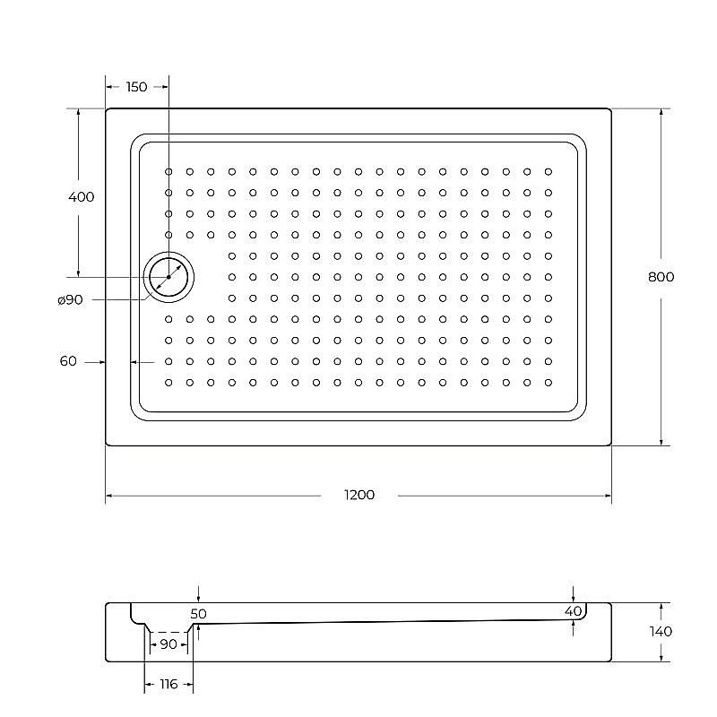 Душевой поддон Cezares TRAY-A-AH 120х80 без сифона купить в интернет-магазине Sanbest