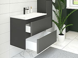 Тумба с раковиной Aquanet Эмбер 330468 80 черный матовый для ванной в интернет-магазине Sanbest