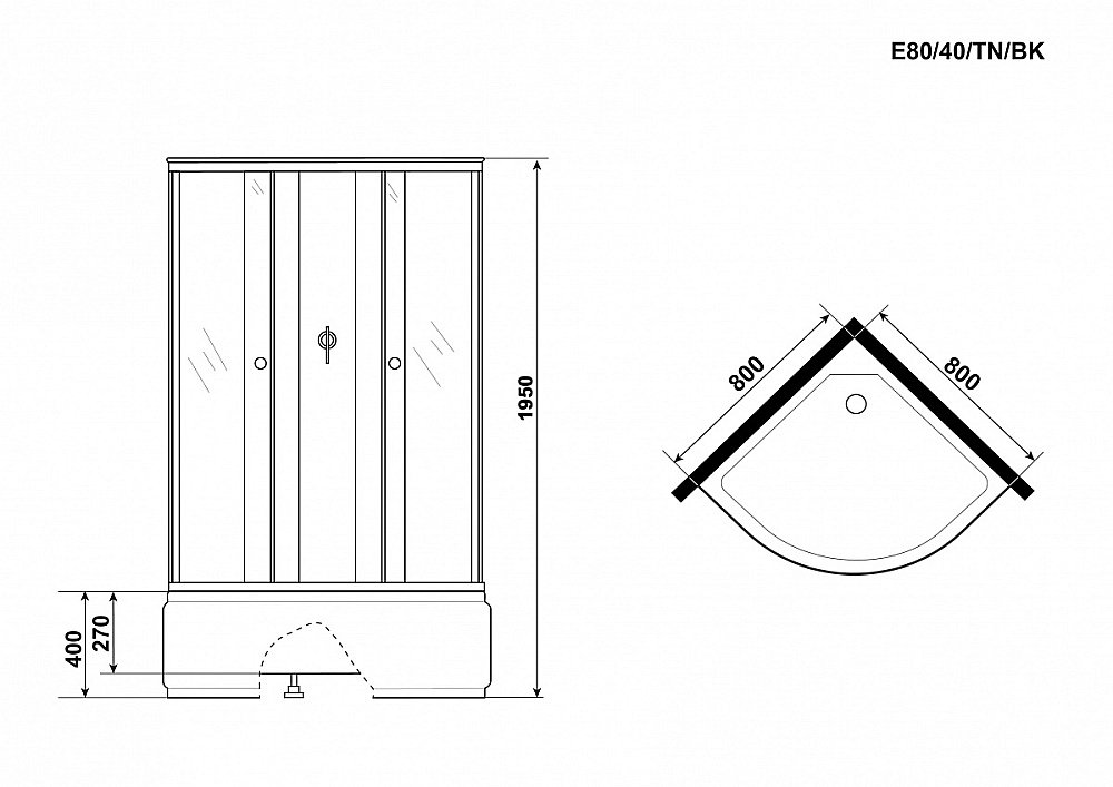 Душевая кабина Niagara Eco E80/40/TN/BK 80х80 купить в интернет-магазине Sanbest