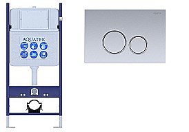 Инсталляция для унитаза Aquatek ECO Standart INS-0000014 с кнопкой KDI-0000019 хром матовый/хром купить в интернет-магазине сантехники Sanbest