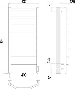 Полотенцесушитель электрический Terminus Виктория П8 400х850 купить в интернет-магазине сантехники Sanbest