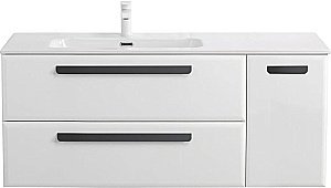 Тумба с раковиной Cezares ECO-CER-N 120 ECO-CER-N-1200-2C-1A-SO-BL белая глянцевая для ванной в интернет-магазине Sanbest